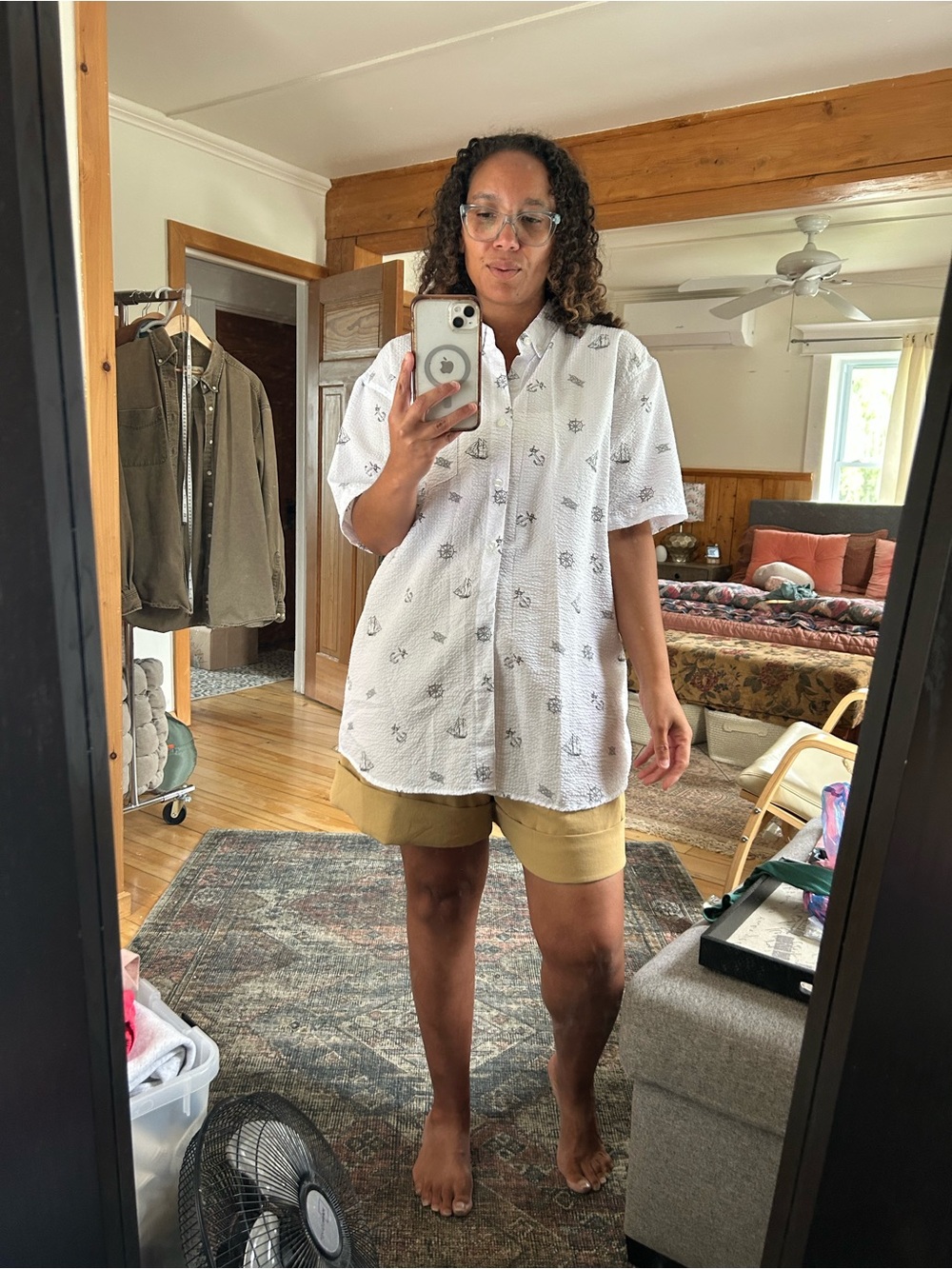 Molokai Surf Co Button-Up Shirt with Nautical Print XXL